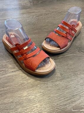 Dansko Orange Red Slip On Heel Sandals Vintage Boho Women’s Size 39